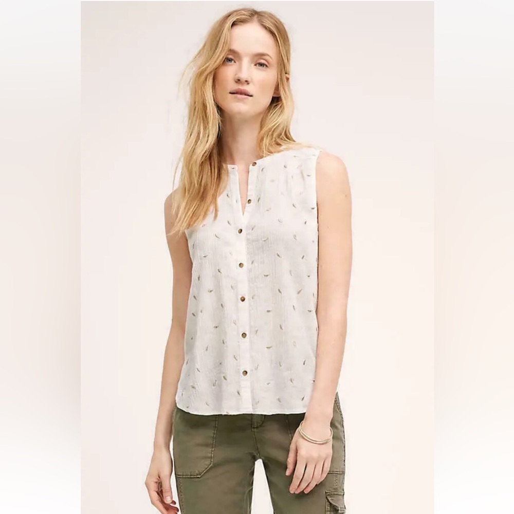 Anthropologie Vanessa Virginia Antalya Button Down Tank Blouse Size 12